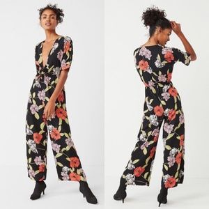 Urban Outfitters deep-v floral jumpsuit